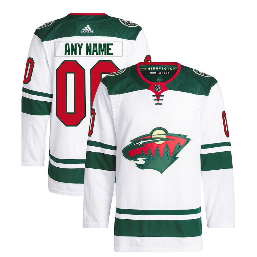 Men Minnesota Wild adidas White Away Custom Primegreen Authentic Pro JNHL ersey->carolina panthers->NFL Jersey